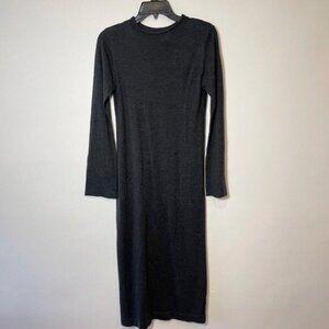 Veronika Maine Womens Long Sleeve Wool Blend Sweater Dress Gray S Midi Knitted